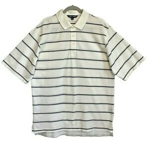 Polo Golf Ralph Lauren White Striped Polo Shirt Men Sz L 100% Pima Cotton